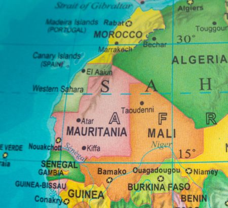 Map highlighting Canary Islands and Sahara deserts near Cape Bojador